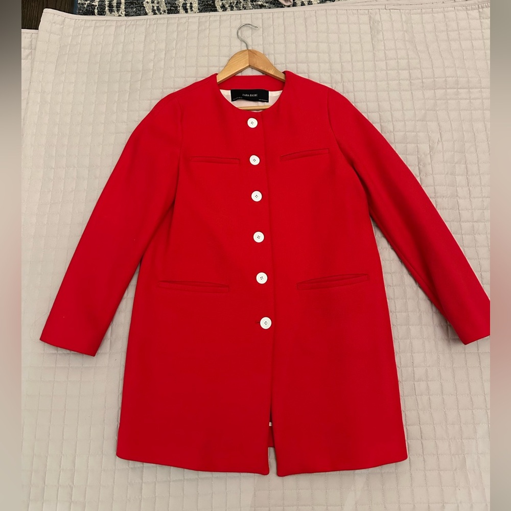 Zara Red Button-Up Women's Coat